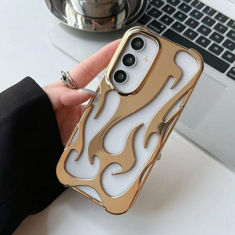 Модный мягкий чехол из ТПУ с узором в виде полого пламени для Samsung S25 Plud S24 Ultra S23 S22 A16 A06 A55 A15 A14 A54, матовый глянцевый ударопрочный тонкий чехол для телефона