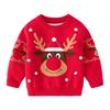 Детский свитер, детский пуловер, жаккардовый трикотажный топ с рисунком оленей для мальчиков и девочек
