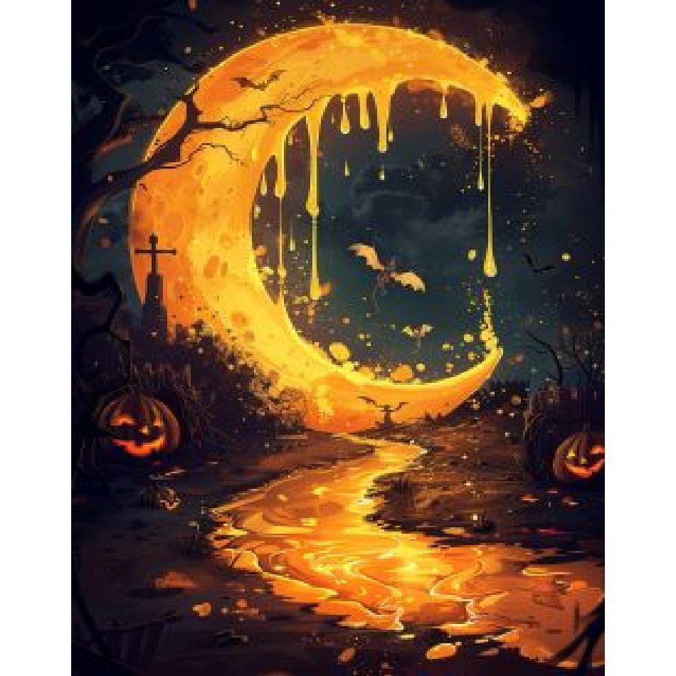 RUOPOTY Картина по номерам на холсте, набор «сделай сам» для взрослых, лунный пейзаж, рисунок акриловой краской, картина на Хэллоуин, раскраска по номерам, искусство