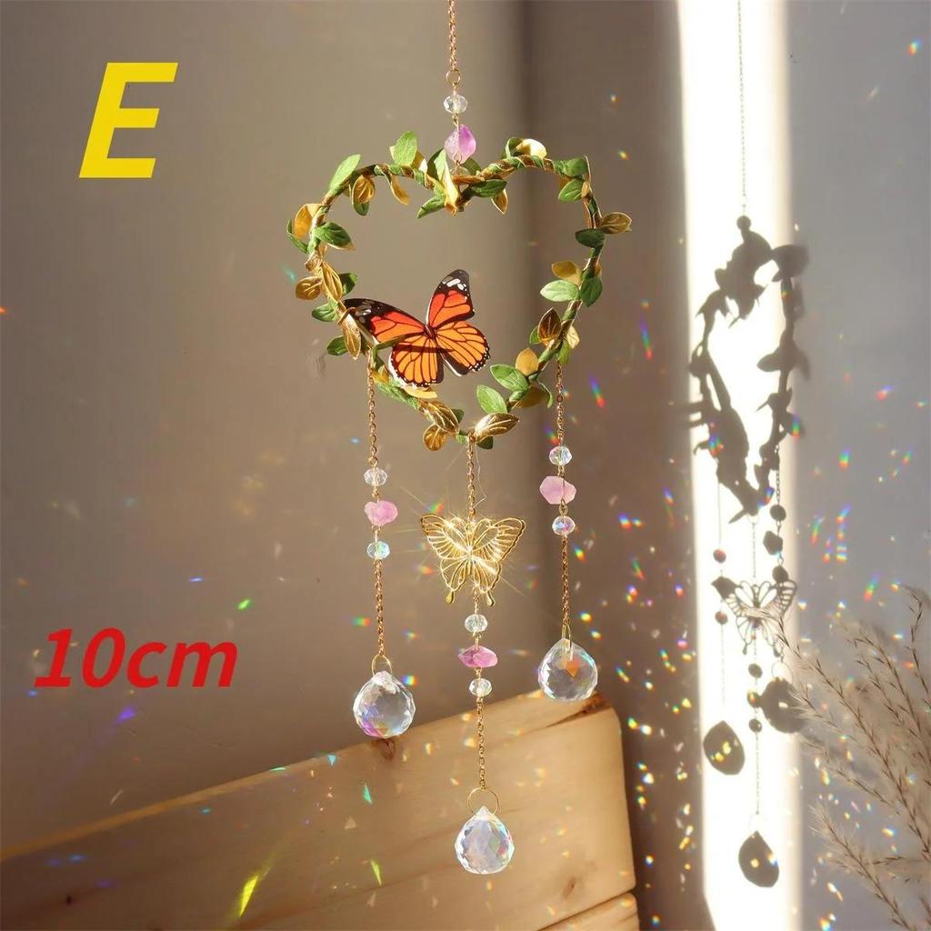 Crystals Wind Chime Star Moon Butterfly Hanging Ornament Sun Catcher Diamond Prisms Rainbow Maker Pendant Home Garden Decor