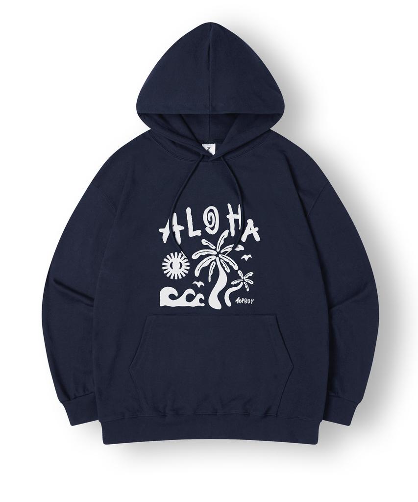 Свитшот с капюшоном и принтом Aloha, свободного кроя, с флисовой подкладкой