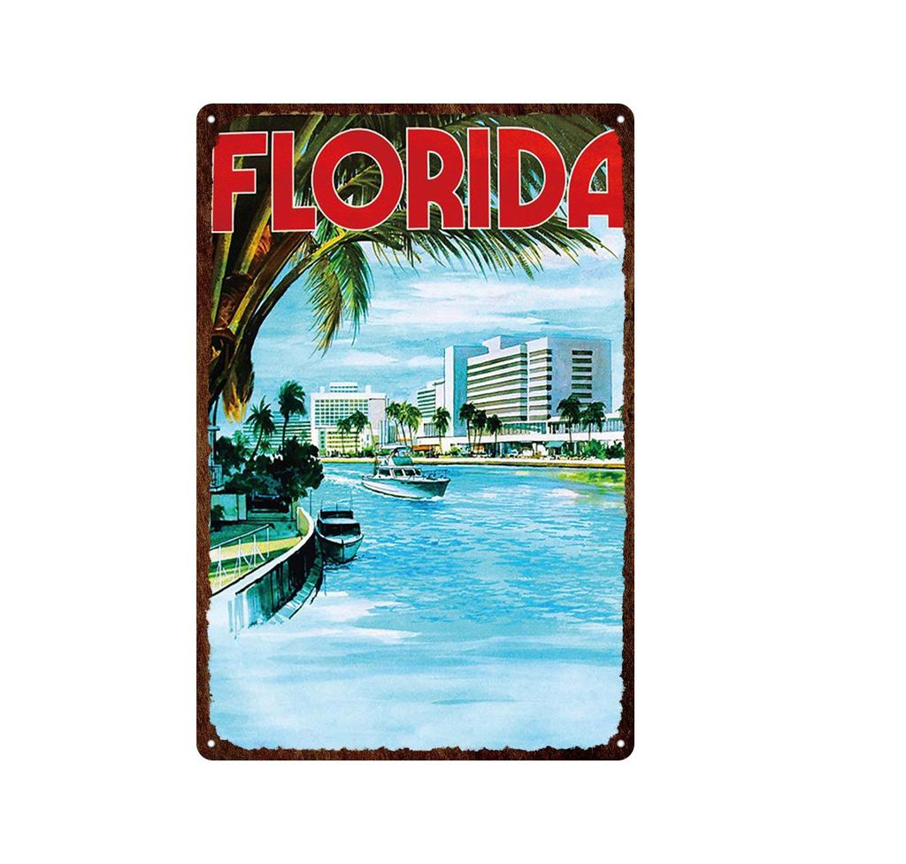 Гавайи Вайкики Приморский Пейзаж Металлическая Оловянная Вывеска Известный Туристический Город Ретро Серфинг/Декоративная Налет Для Автомобиля Железная Живопись 20*30 см