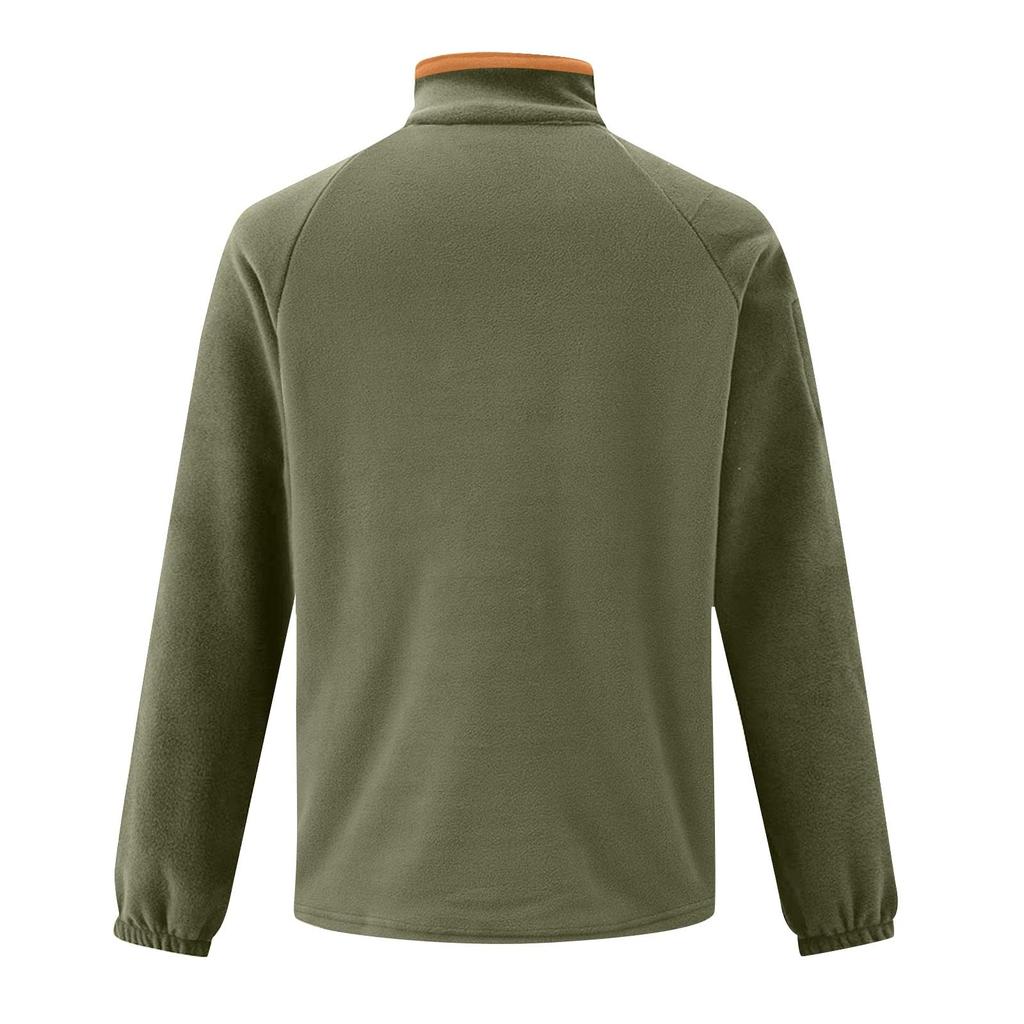 Men's Stand-up Collar Half-zipper Long-sleeved Fleece Top, Arm Trendy Zipper Hoodie Pullover Training Hoodie