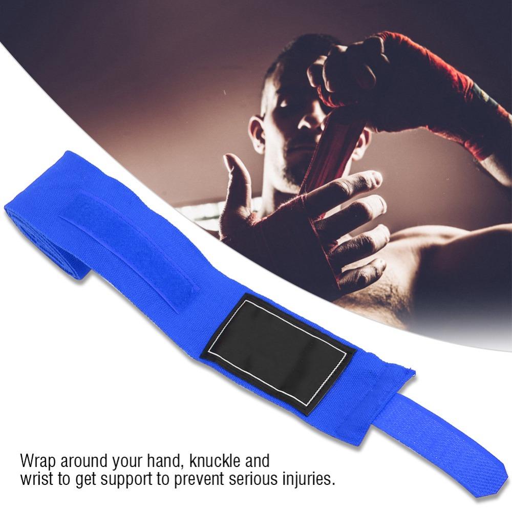 2pcs Blue Color Training Hand Wraps Stretch Fabric Blue Boxing Hand Wraps MMA Sparring