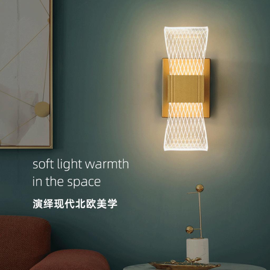 New Elegant and Warm Modern Nordic Style Acrylic Aluminum Wall Lamp - Fashionably Simple Luxury Bedside Light with Lustre, Perfe