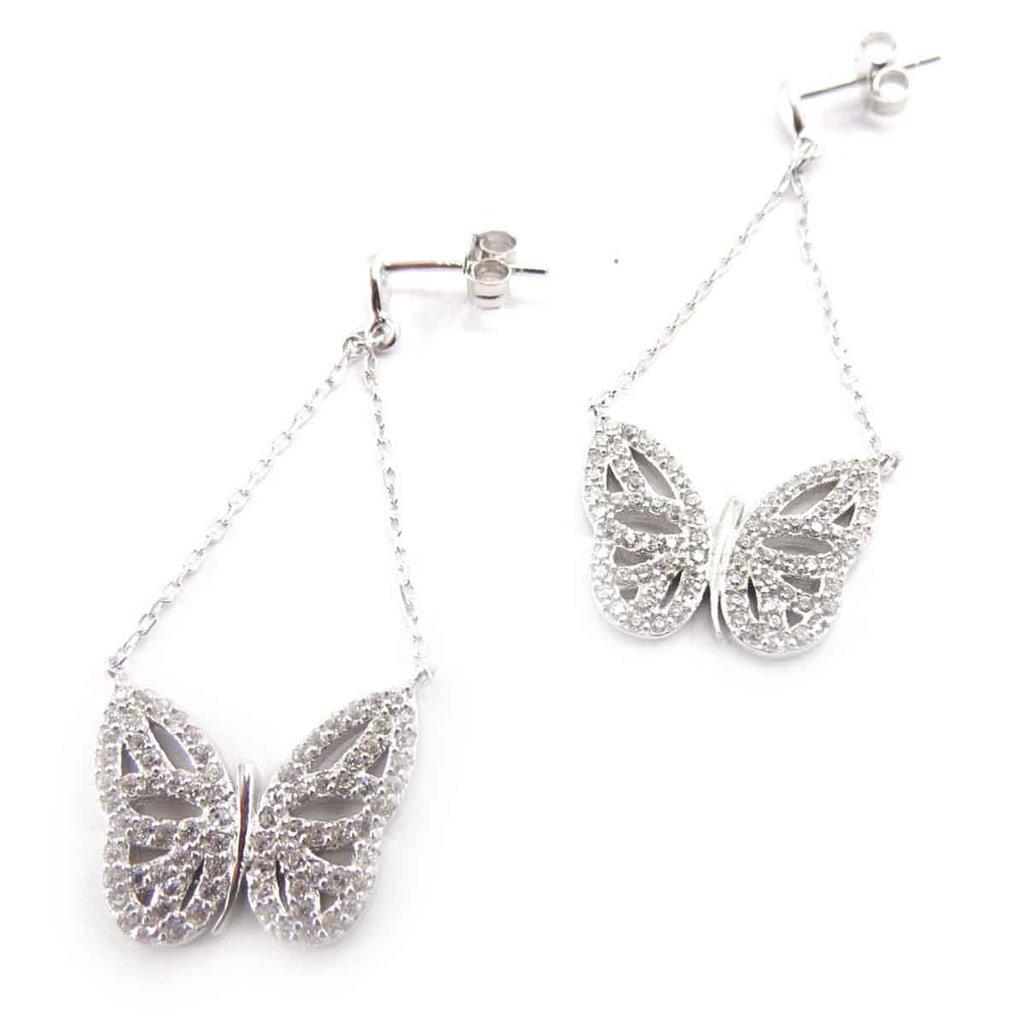 Les Trésors De Lily [J8629] - Серебряные серьги «Возвышенные бабочки», белые