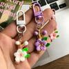 2Pcs Cute Plum Blossom Branch Keychain Backpack Hanging Ornaments Creative Lovely Flower Keyring Sweet Keychain Pendant