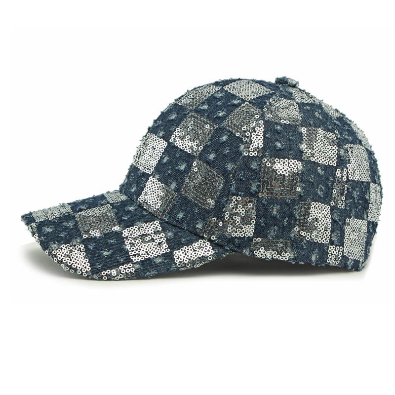 Женская бейсболка с пайетками, мужская джинсовая кепка, уличная защита от солнца, шляпа от солнца