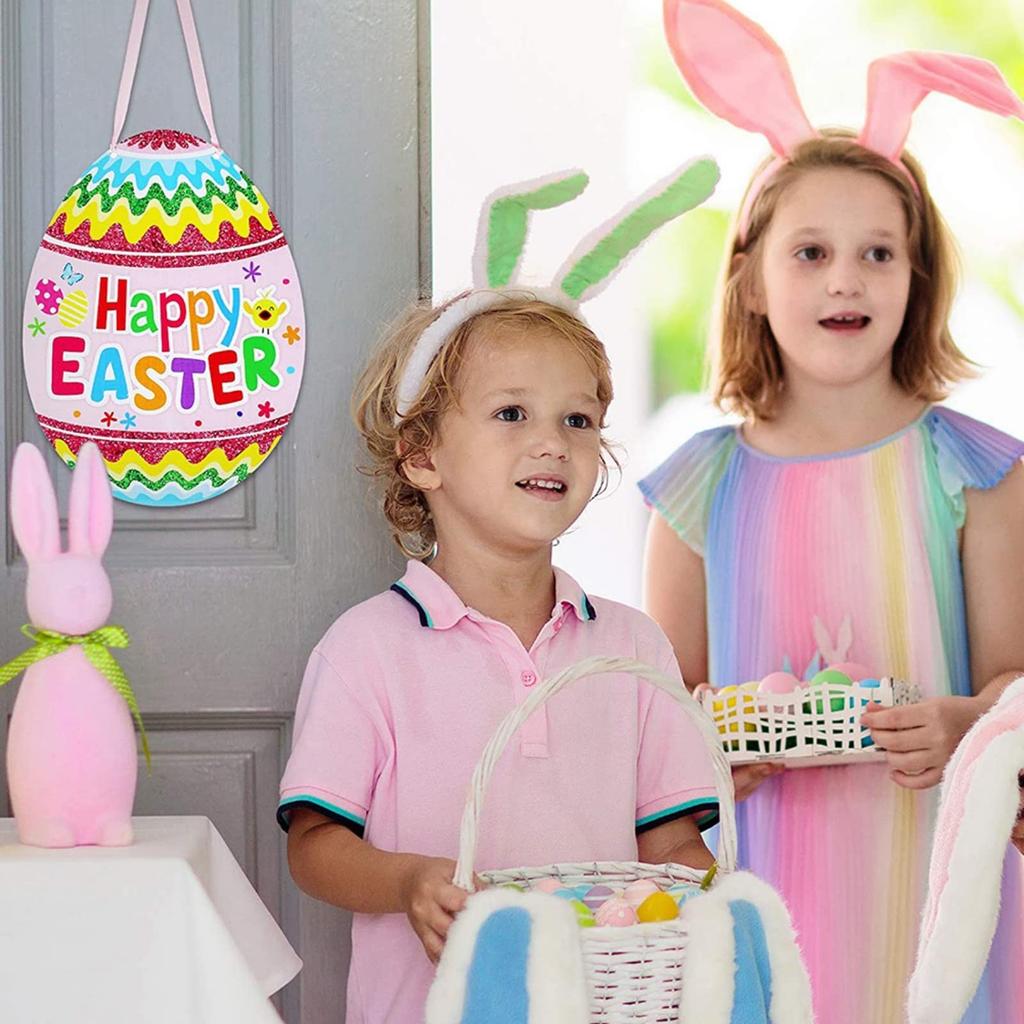 Cartoon Wooden Decoration Door Number Easter Bunny Pendant