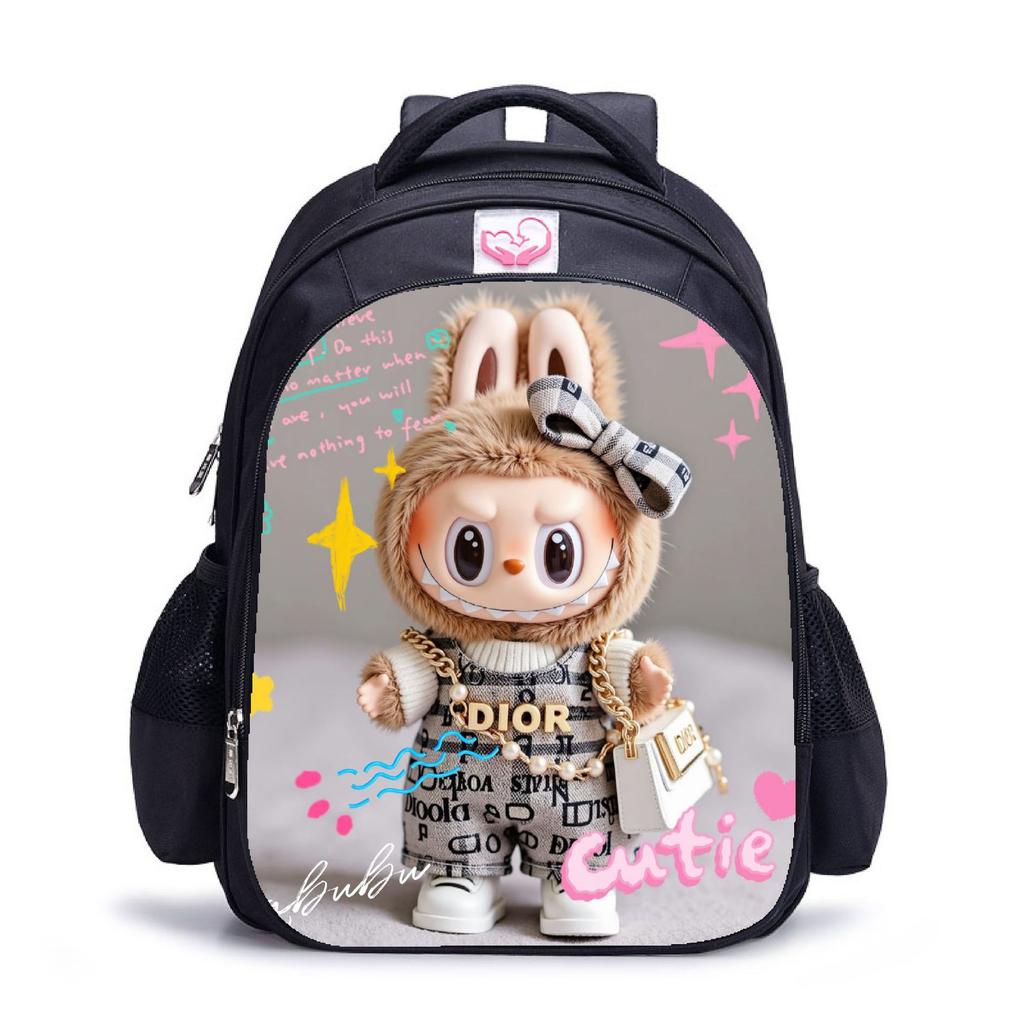 Трендовый детский рюкзак Labubu для детского сада, школьный рюкзак, черный мужской и женский рюкзак, мультяшный студенческий рюкзак 5529