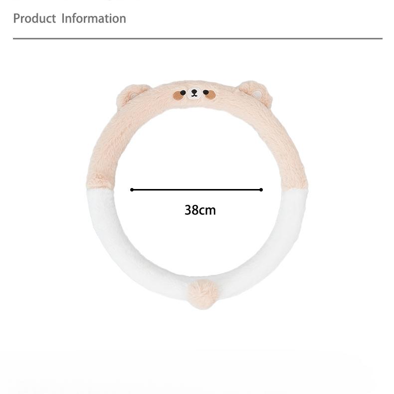 Universal Car Steering Wheel Cover for Women Cute Cartoon Winter Fluffy Cover for Steering Wheel Heating Hands Car Steering Wrap