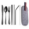 Portable 304 Stainless Steel Korean Knife, Fork, Spoon, Chopsticks and Straw Tableware Set for Travel - Folding Tableware
