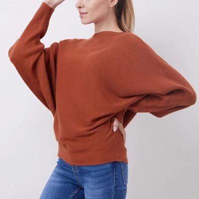 Осенний вязаный свитер с длинными рукавами «летучая мышь», повседневный однотонный теплый пуловер с вырезом в горловине, модные 18 цветов, свободные джемперы, топы 29626