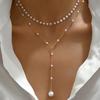 New pearl pendant multi-layer necklace temperament fashionable and versatile women's neck chain simple collarbone chain