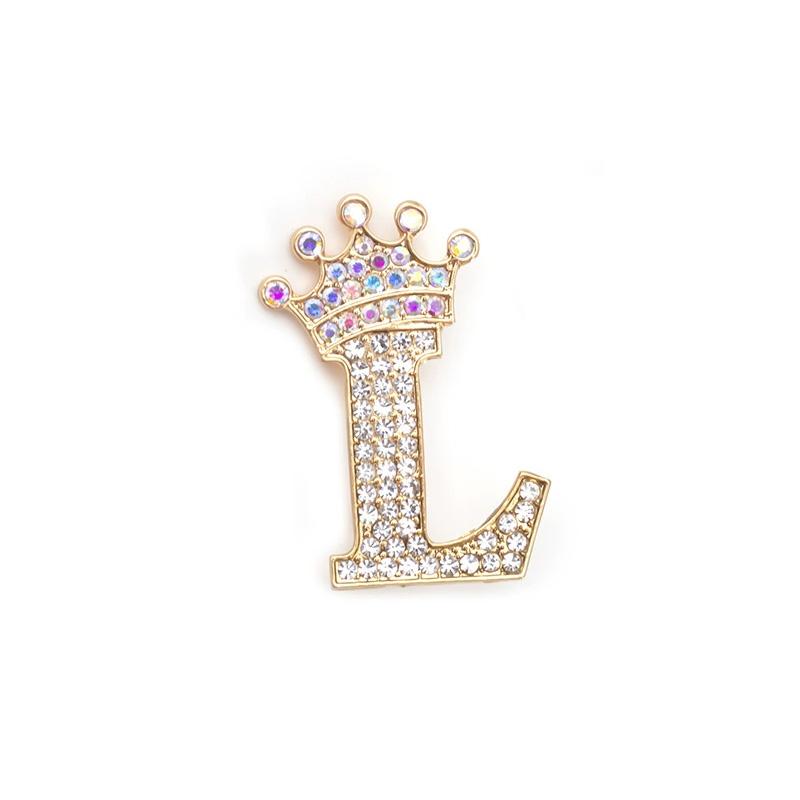 1 шт. брошь-булавка для женщин и мужчин, брошь с инициалом, булавка на воротник, кристалл, страз, модная, от A до Z, золотистый тон, булавка-корсет