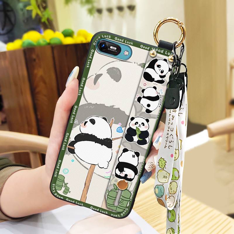 Panda Anti-knock Phone Case For Itel A25/A35/A25 Pro Waterproof Shockproof Back Cover Wristband Wrist Strap Soft case