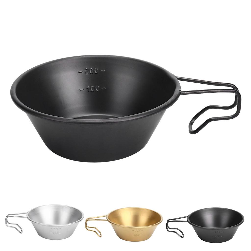 Camping Cup Backpacking Bowl Cup Stainless Steel with Hook Shape Handle for Outdoor Travel Picnic