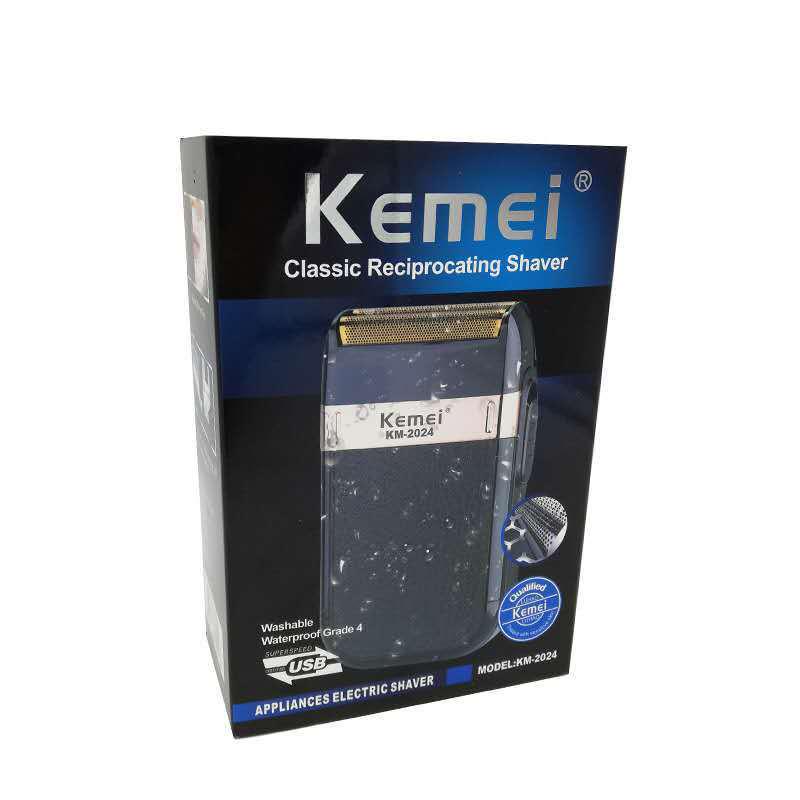 KEMEI KM-2024 USB Перезаряжаемая Бритва с Двойной Сеткой: Золото/Серебро, Стираемый.