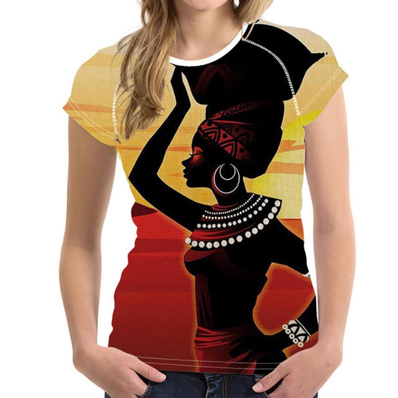 Новая африканская футболка для девочек, футболки в этническом стиле с 3D-принтом, женские с коротким рукавом