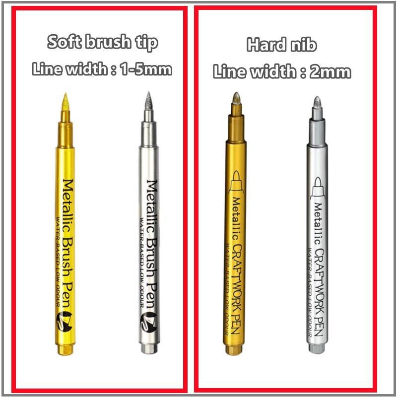 2 шт., кисть золотого, серебряного цвета, металлические маркеры, маркер для перманентной краски для наскальной живописи, керамическое стекло, принадлежности для рисования своими руками