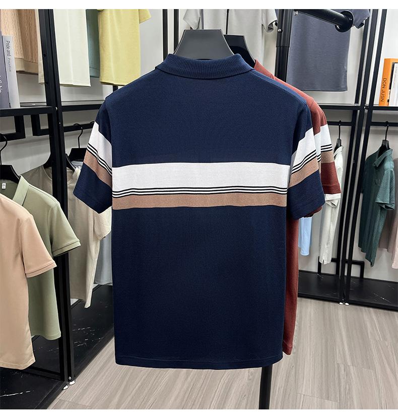 Lightweight, breathable, wrinkle resistant men's versatile short sleeved top made of mulberry silk and linen