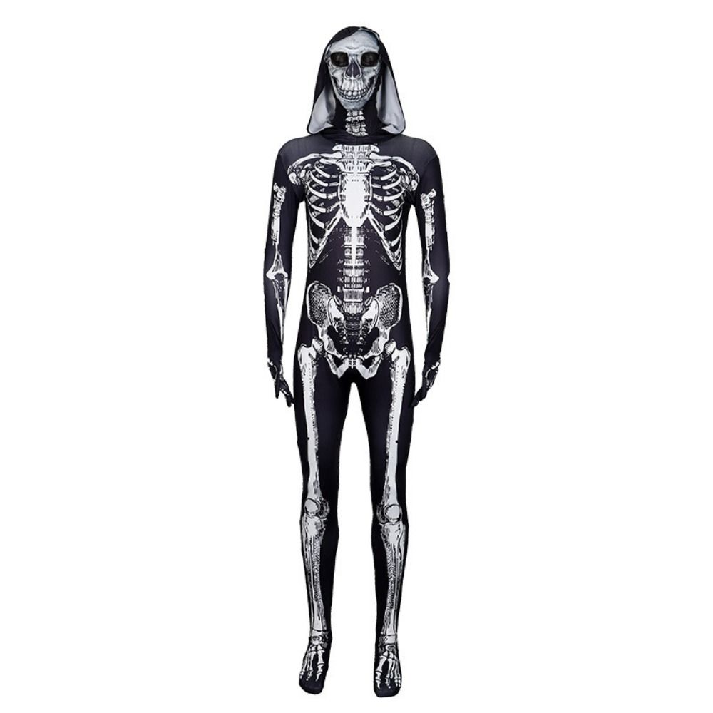 Polyester Halloween Cosplay Costume Separate Headgear Skull Bodysuits  Halloween