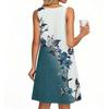 Ladies Fashion Casual Summer Vintage Floral Print Dress With Pocket Beach Holiday Vest Dress