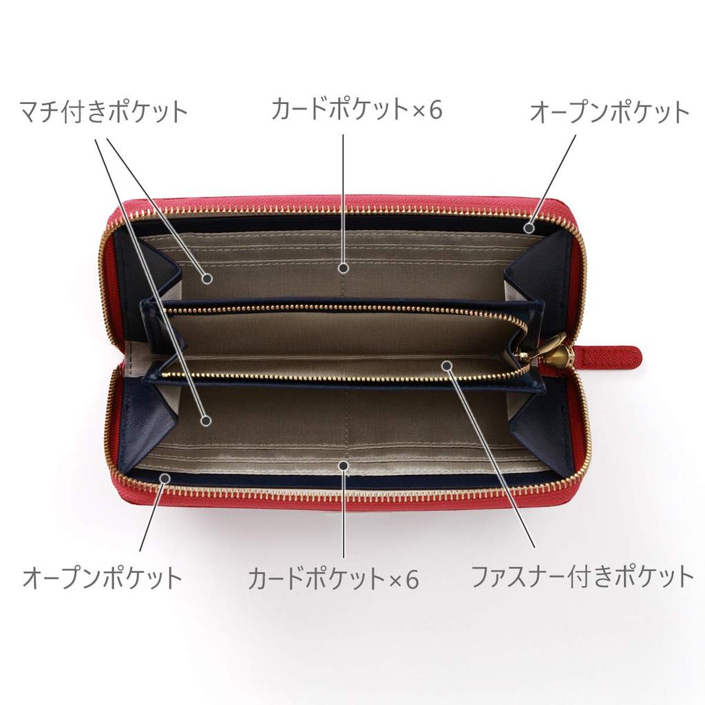 Long Genuine Round Large Capacity Pink X Ivory [Corale] Wallet, Women's Wallet, Leather, Bicolor, Zipper, (Flamingo White)