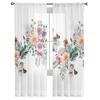 Watercolor Leaves Plants Flowers Butterflies Tulle Voile Curtains for Bedroom Living Room Window Curtain Sheer Organza Drapes