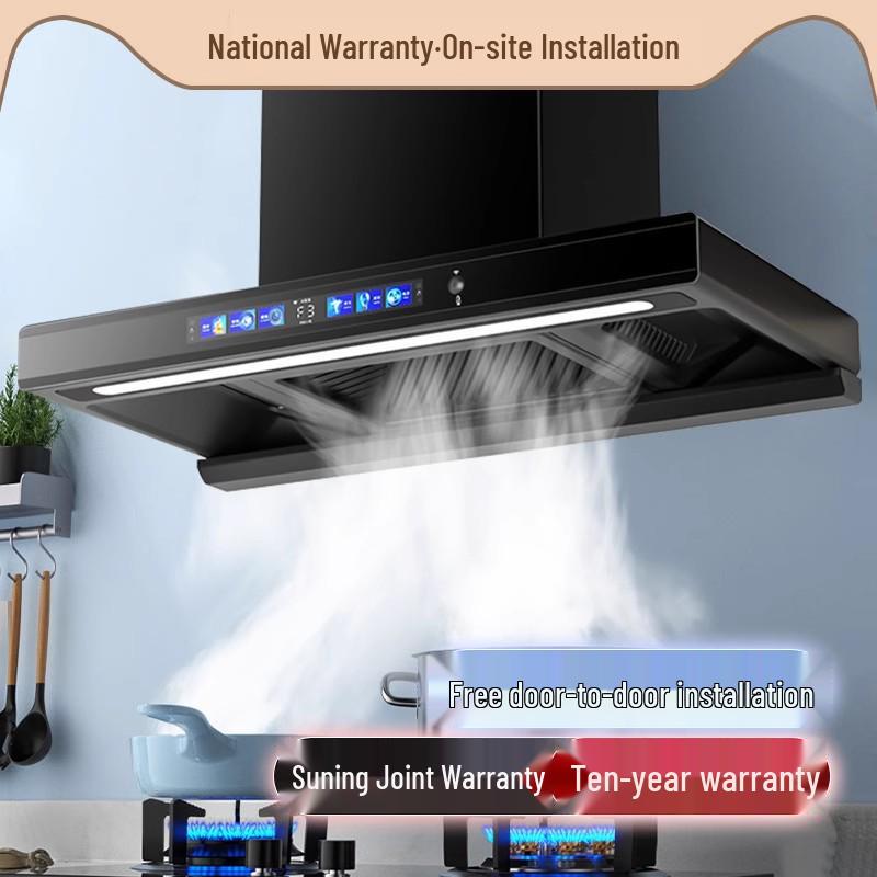 European Style High Suction Kitchen Range Hood: Top Mount T-Type with Automatic Cleaning.