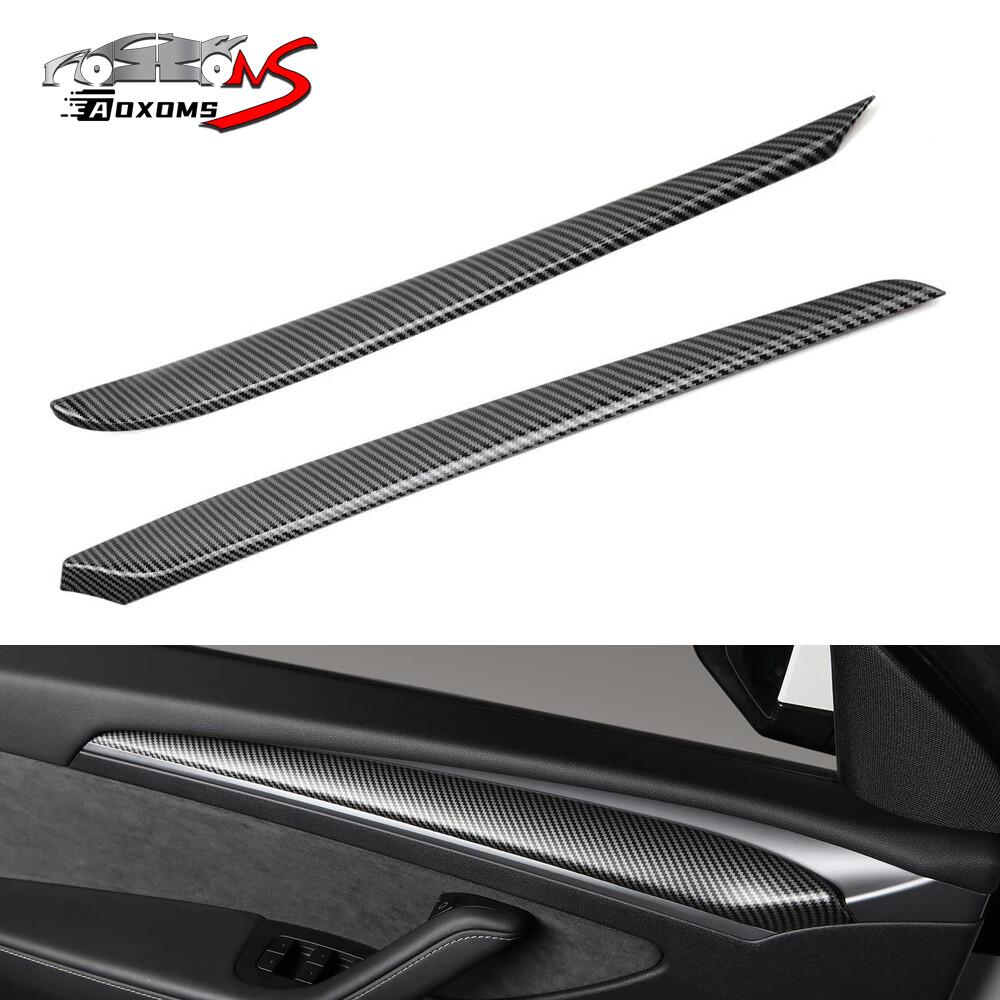 Gloss Carbon Fiber Inner Door Panel Strip Trim Cover for Tesla Model 3 Y 21-23