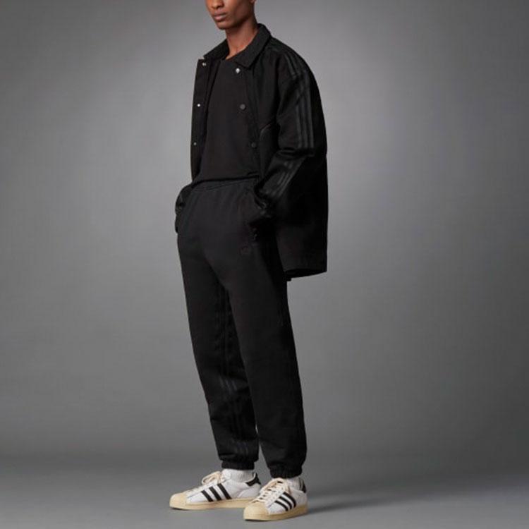 Adidas Оригинальные трилистники, синяя версия, однотонные повседневные спортивные брюки, мужские брюки, черные, H23150