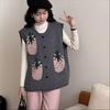 DIMANAF 2024 Plus Size Vest Big Size Autumn Women Pattern Print Sweepers Knitting Purple Basic Casual Style Loose Sweepers