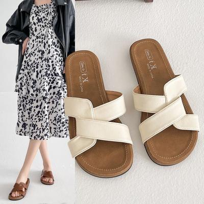 Дерьмо носить сандалии дизайн женские приморские пляжные туфли наступить на сток ниша летние мягкие тапочки новая женская обувь