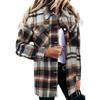 Autumn Long Sleeved Large Pocket Loose Fitting Women's Checkered Shirt Mid Length Jacket