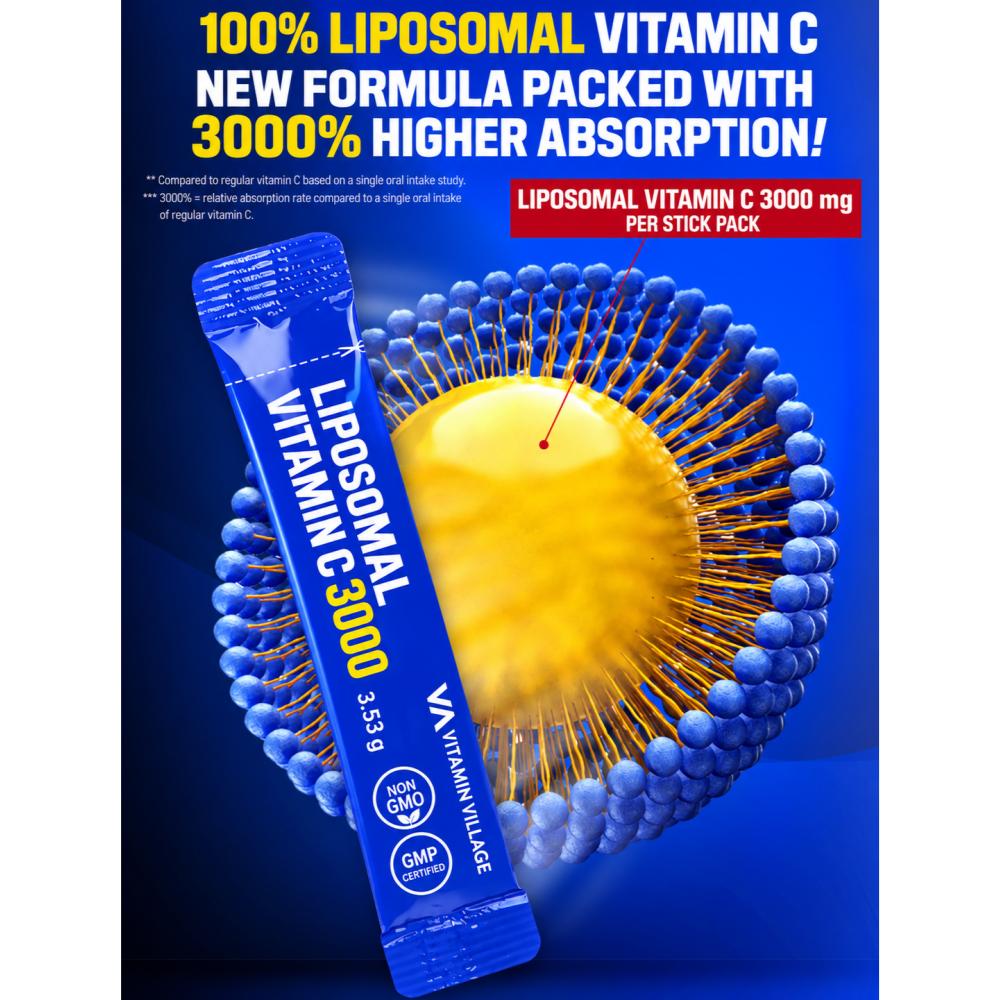 [vitamin village] Real Liposome Vitamin C 3000, 30 packets / Korean Vitamin C / Enhanced Absorption