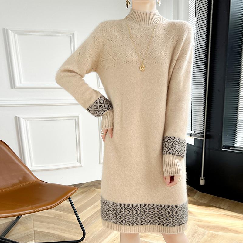 Женское кашемировое платье Qinghe кашемир 30% кашемир 70% шерсть осенне-зимняя кашемировая юбка мягкая и теплая