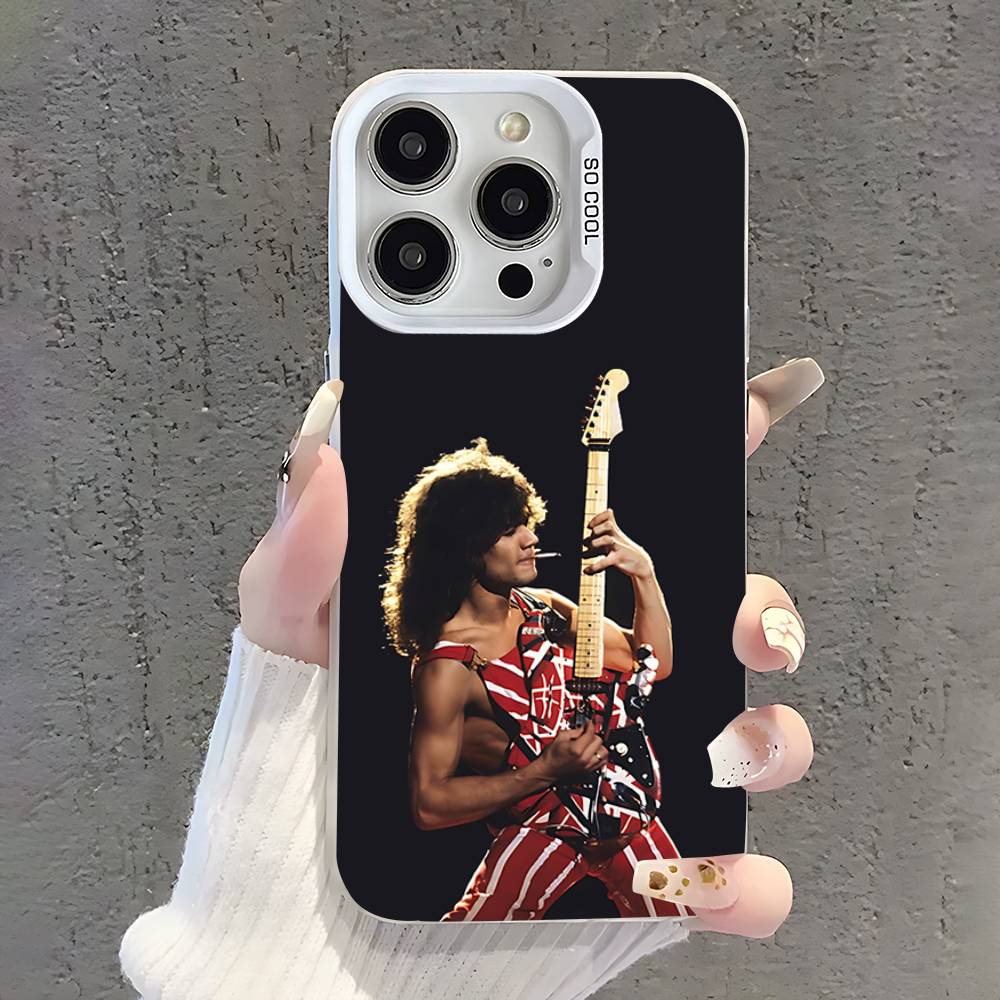 Чехол для телефона E-Eddie Van H-Halen для iPhone 17,16,15,14,13,12,11,Pro,XS,Max,Plus,Mini,SE Белый Конфетный Матовый Ударопрочный Чехол