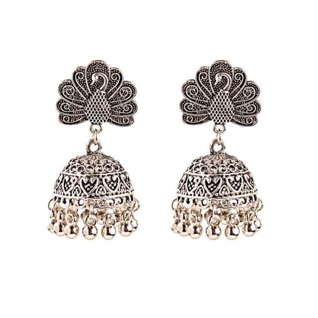 Новые этнические винтажные женские геометрические турецкие серьги Jhumka индийские украшения золотые серьги с кисточками в виде колокольчиков турецкие украшения