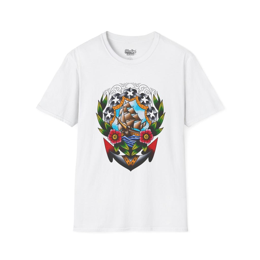 Traditional ShipRoses Anchor Tattoo Old School Sailor Vintage Style T-Shirt
