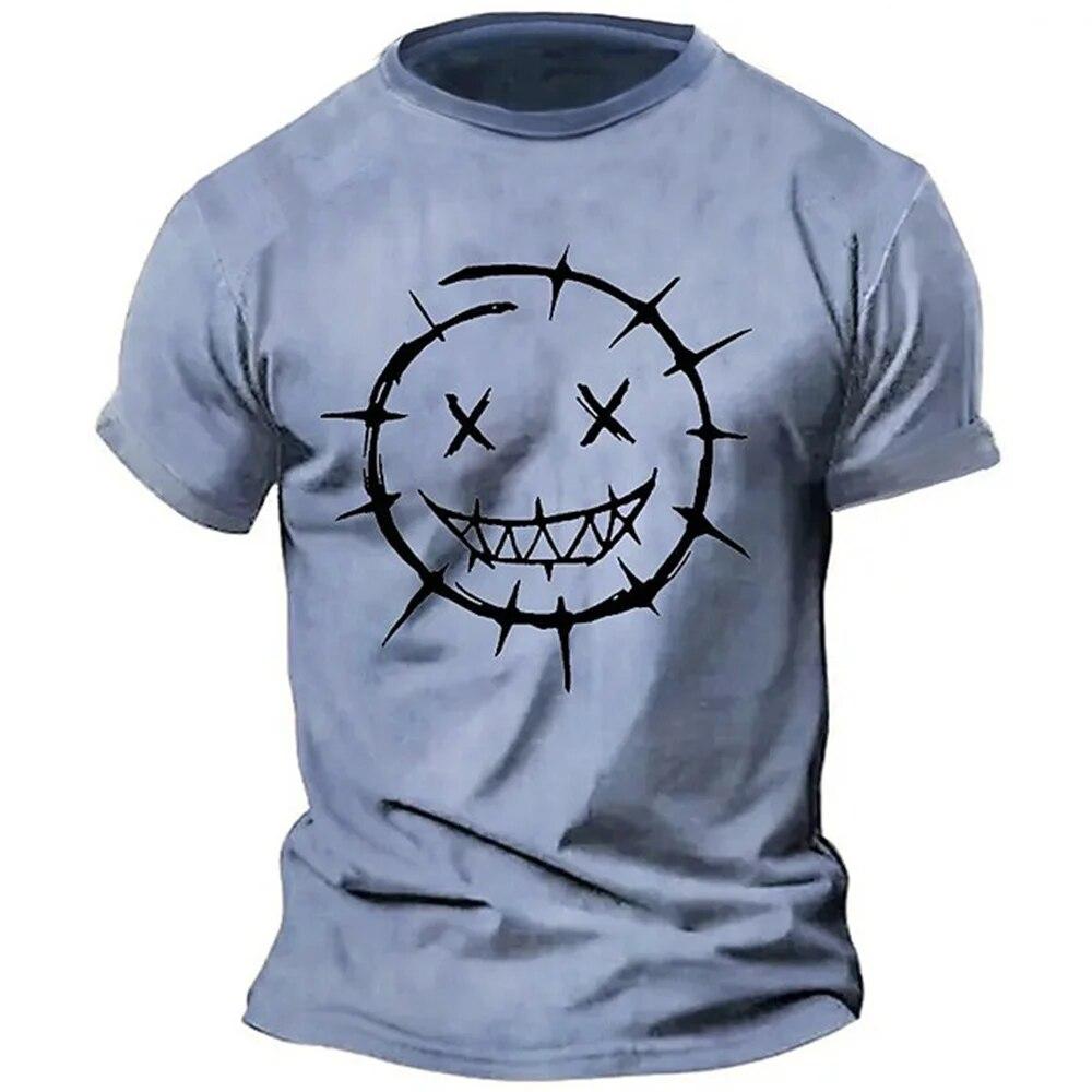 Мужская футболка с 3d принтом смайлика, футболка с короткими рукавами, уличная одежда большого размера, футболки, летние повседневные новые модные мужские топы с круглым вырезом, пуловер