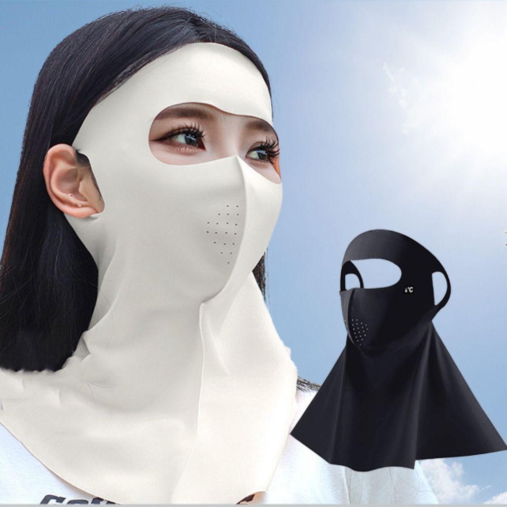 Anti UV Full-Face Sunscreen Veil UPF 50+ Neck Wrap Cover Fashion Ice Silk Face Cover  Woman/Man
