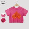 Fresh Cherry Heart Pattern Prints Cotton Washed T-Shirts Trend Summer Lace Hem Crop Tops O-Neck Regular Fit Tees Casual Clothes