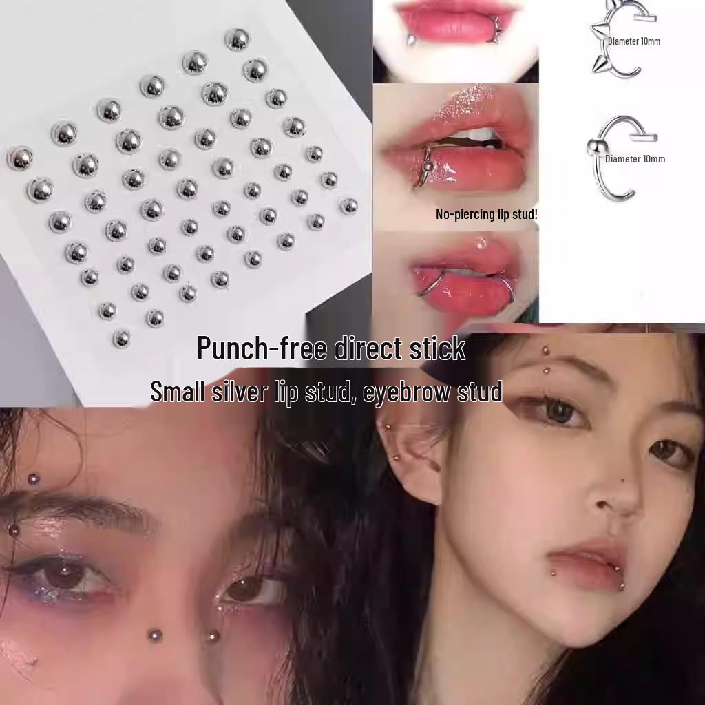 Титановая сталь стикер для пирсинга губы: Трендовое кольцо-имитация пирсинга для мужчин и женщин - Крутой дискотечный ювелирный аксессуар