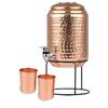 5 Litre Hammered Copper Water Dispenser (Matka/Pot) Container Pot with 1 Copper Glass and Stand,Pure Copper and Ayurvedic Health Benefits (5000 Ml)