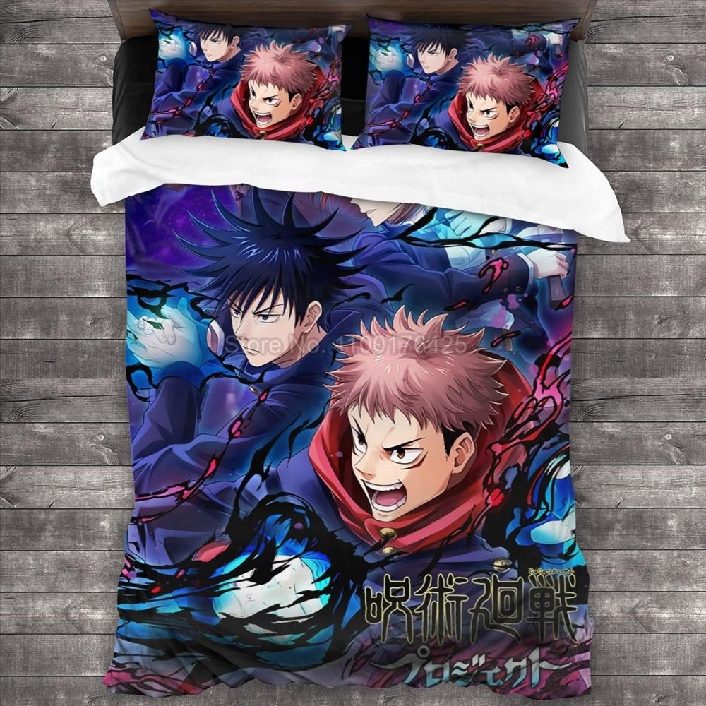 Постельное белье Jujutsu Kaisen Набор из Японии Известное аниме Комплекты с пододеяльником Одеяла Постельные принадлежности Односпальный Двуспальный Queen King Детский Подарок