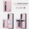 For Samsung Galaxy S26 Case JEEHOOD J12 Magnetic Detachable Zipper Wallet Kickstand Leather Back Cover Compatible with MagSafe