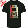 Футболка на 50-летие 1975 Мужская Смешная УРОВЕНЬ РАЗБЛОКИРОВАН 50 Лет Игровая Футболка Топы Графические Футболки Мужская Одежда Хлопковые Рубашки