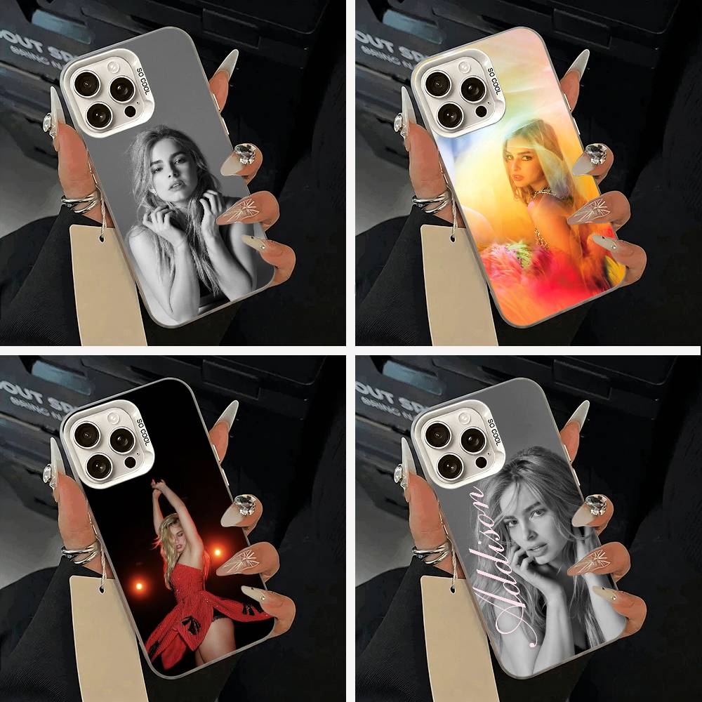 Чехол для телефона Addison Rae для iPhone 11 12 13 14 15 16 Pro Max Plus белый Серебристый Чехол для телефона