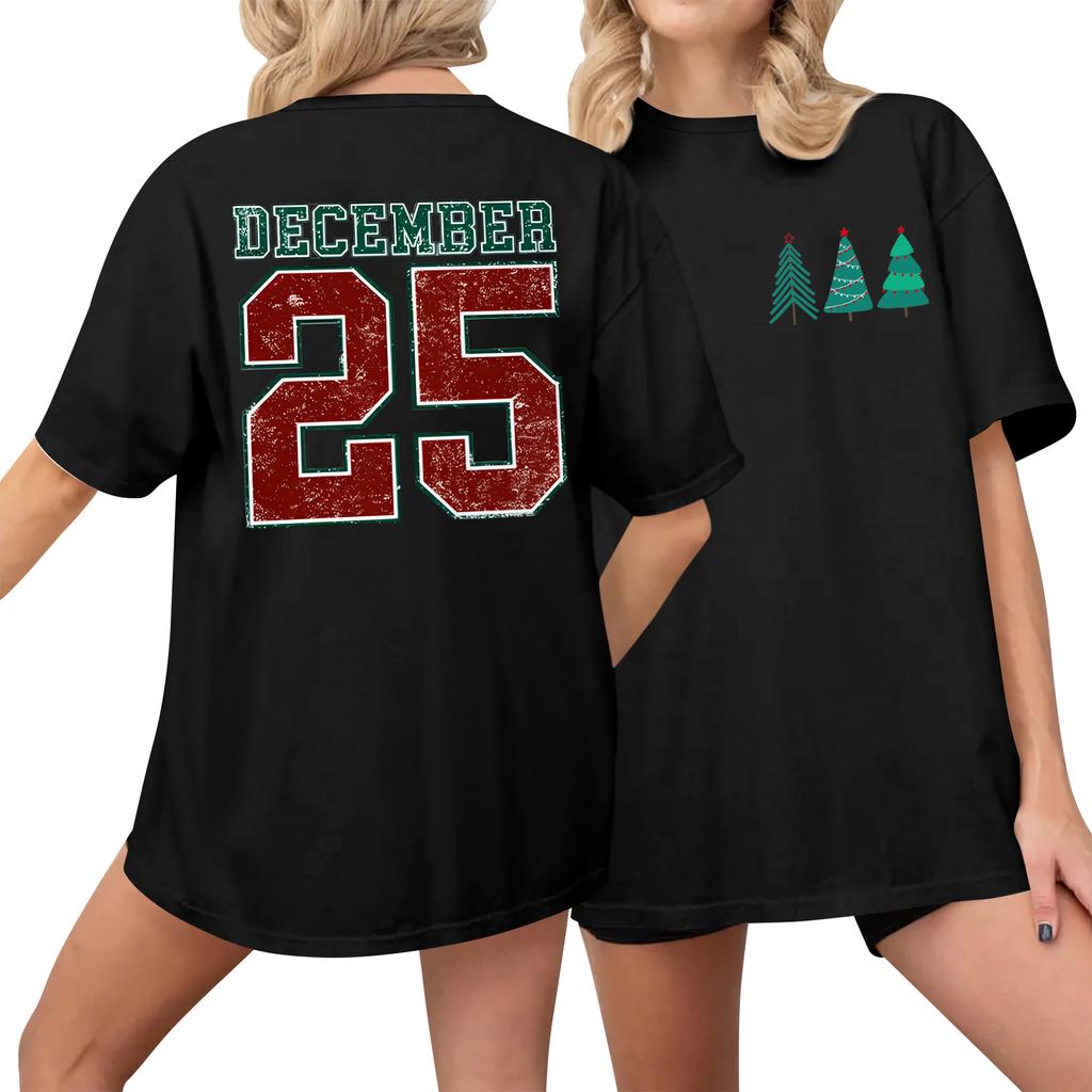 Women's Casual Printed T-Shirt Round Neck Pullover Short Sleeve Top